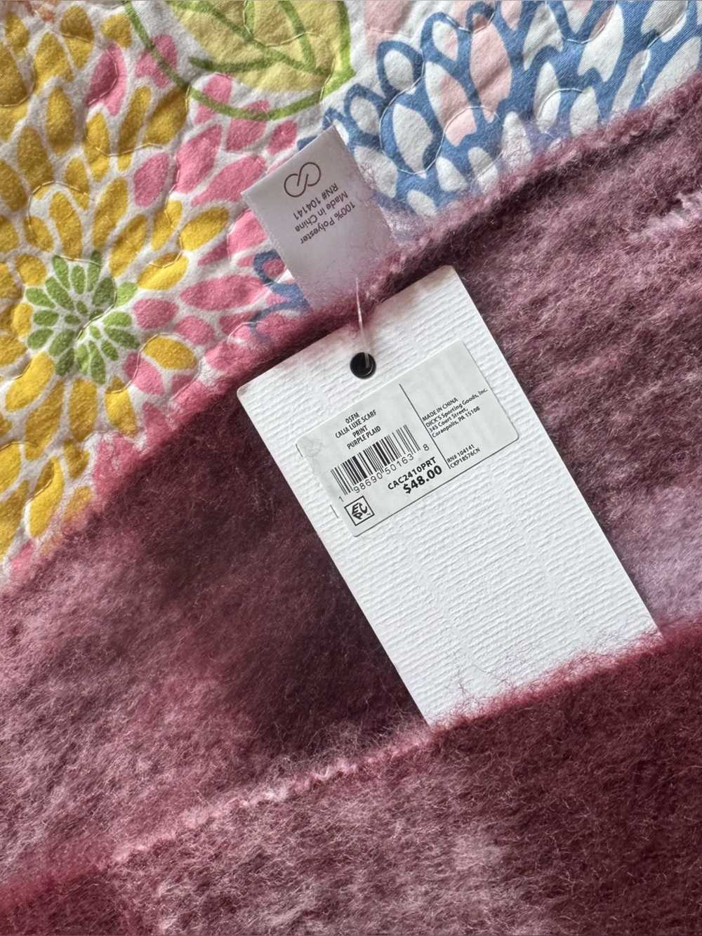 NWT Calia luxe scarf purple plaid - Picture 4 of 5